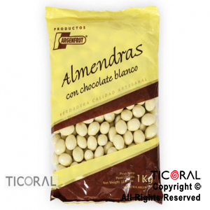 ALMENDRAS CON CHOCOLATE BLANCO X 1 KG ARGENFRUT